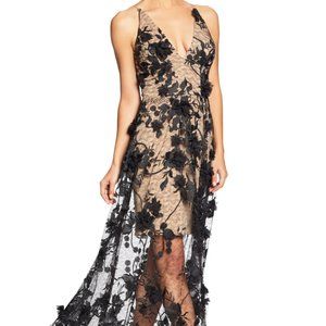 Dress The Population Sidney Deep V-Neck 3D Lace Gown